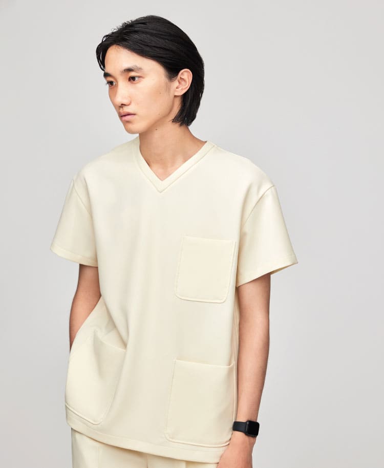 メンズ:スクラブトップス・ダブルクロス