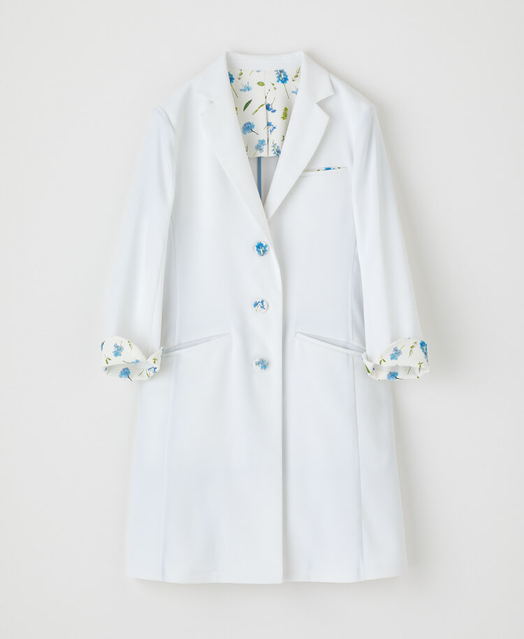 レディース白衣:Plantica・テーラードコート ブルー