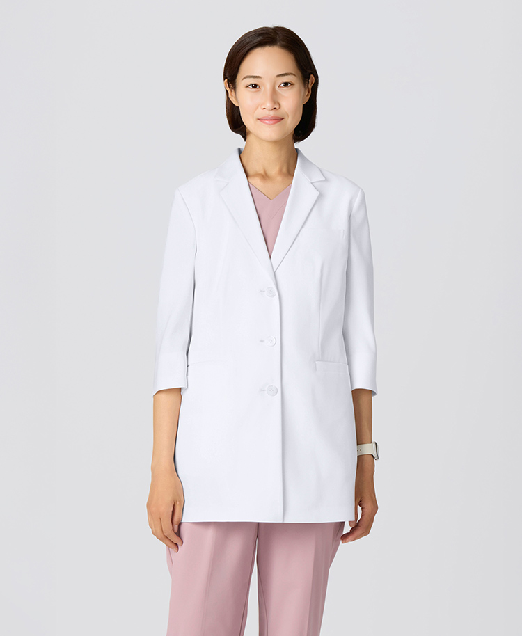 レディース白衣:ライトダブルベントショートコート