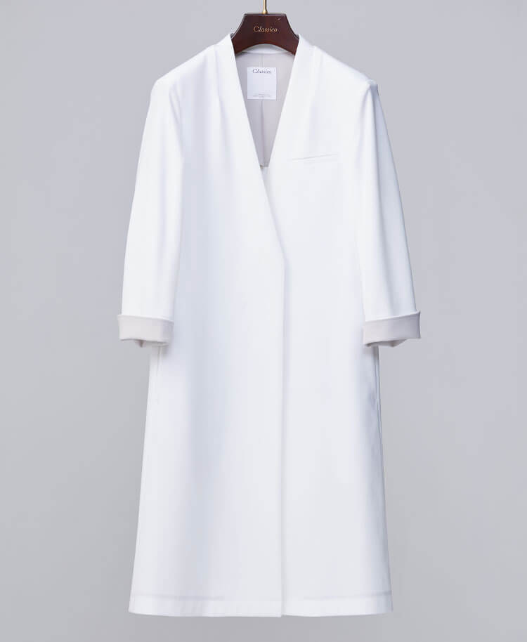 レディース白衣: ノーカラージャージーコート・LUXE
