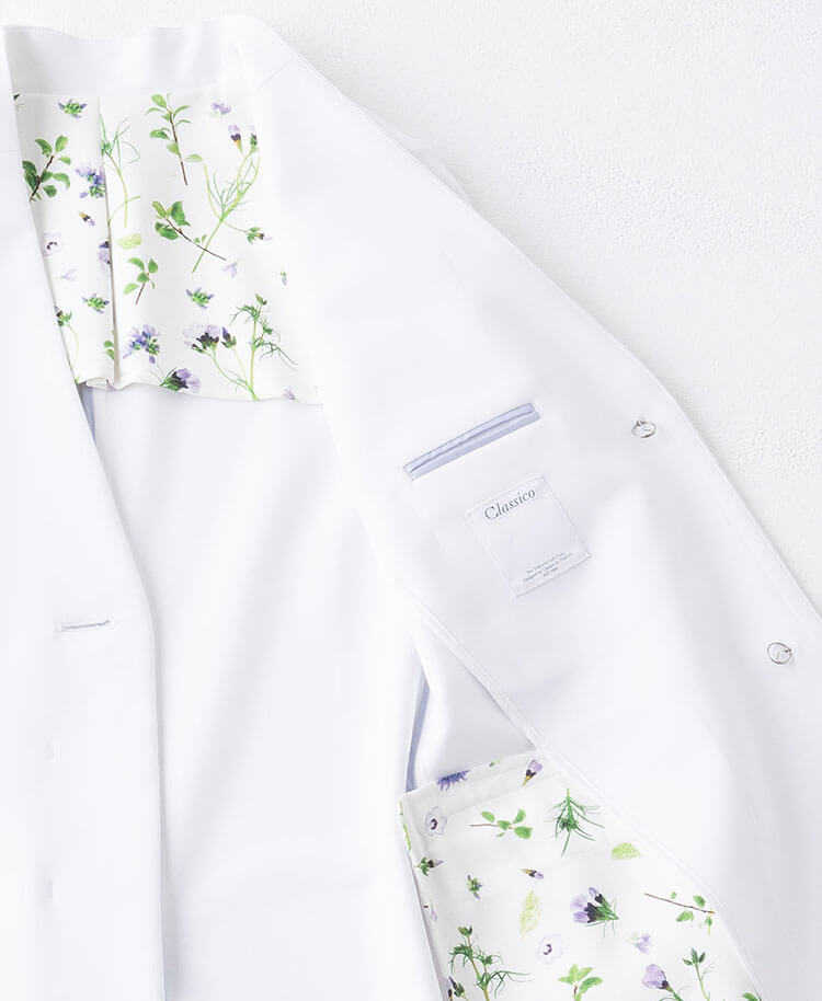 レディース白衣:Plantica・ノーカラーコート