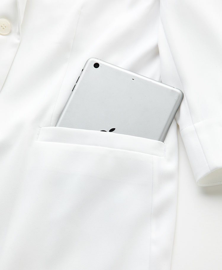 レディース白衣:ライトダブルベントショートコート