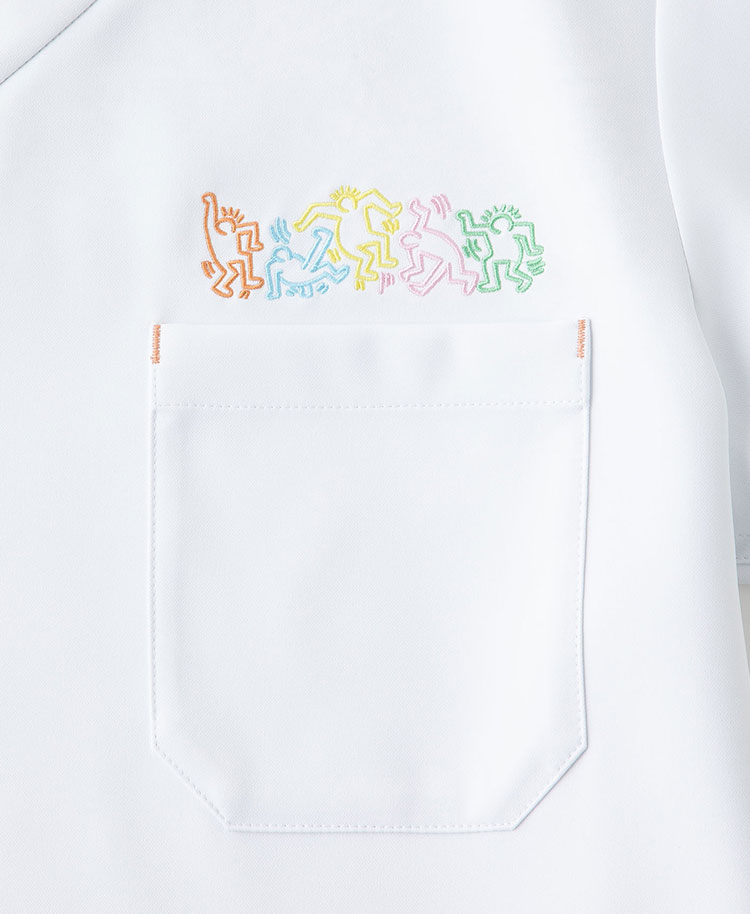 Scrub Canvas Club:Keith Haringスクラブトップス(男女兼用)