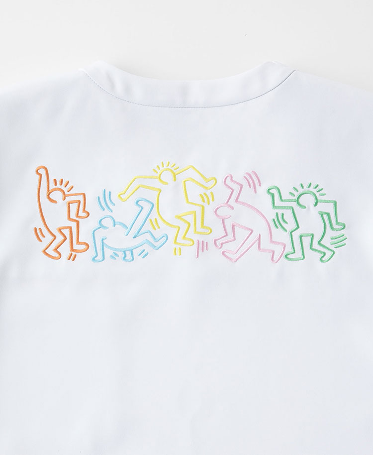 Scrub Canvas Club:Keith Haringスクラブトップス(男女兼用)