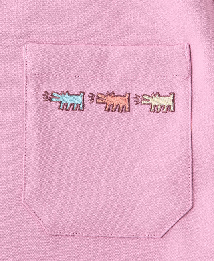 Scrub Canvas Club:Keith Haringスクラブトップス(男女兼用)