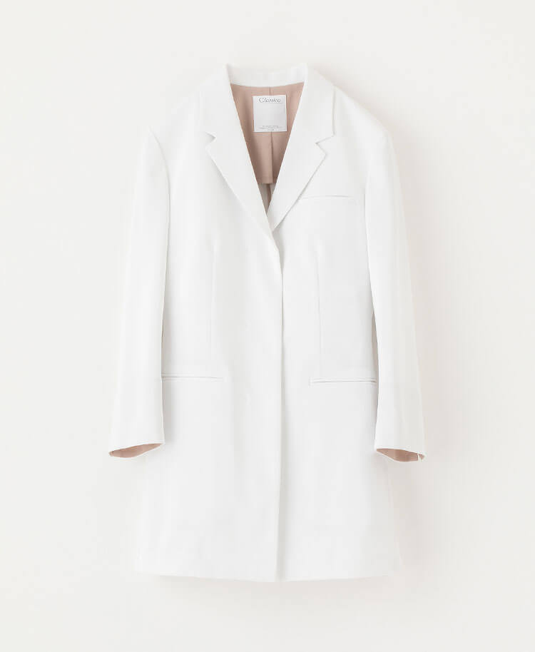 レディース白衣:ライトジャージーショートコート 白 XS