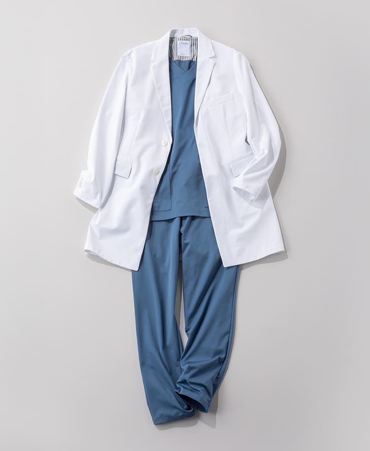 MEN STYLE 02:スレートブルー×ライトジャージーショートコート