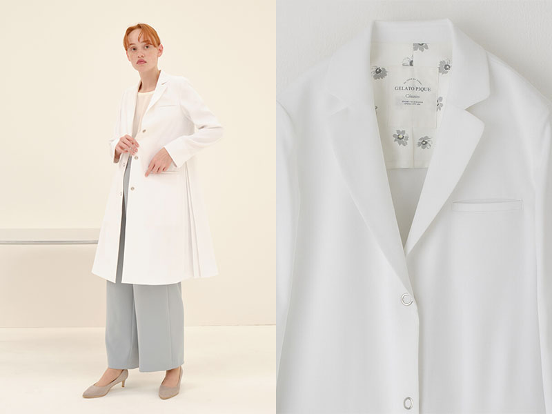 女医さんへのプレゼントにおすすめ:ファッション性が高くおしゃれなジェラート ピケ&クラシコ 白衣:テーラードプリーツコート