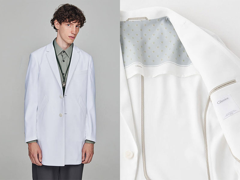 軽い素材で着心地が良く、男性医師に人気のメンズ白衣:ライトショートコート