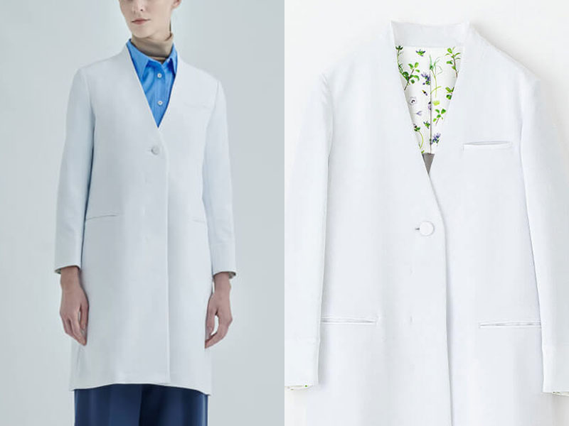 女性医師におすすめの襟なしのレディース白衣:Plantica・ノーカラーコート