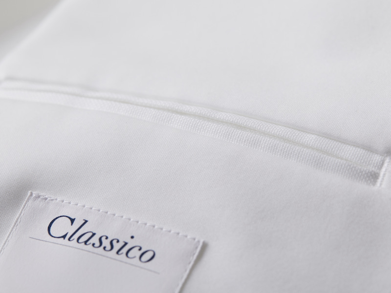 クラシコの白衣の玉縁ポケット