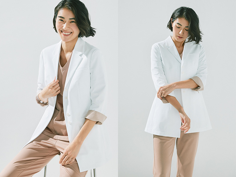 30代の女性医師や薬剤師に人気のレディース白衣:ライトジャージーショートコート