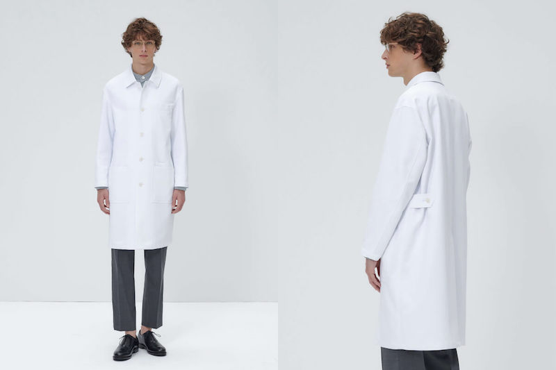 ゆったりと着らるサイズ感のおしゃれな白衣:メンズ白衣:アーバンステンカラーコート(2020年モデル)