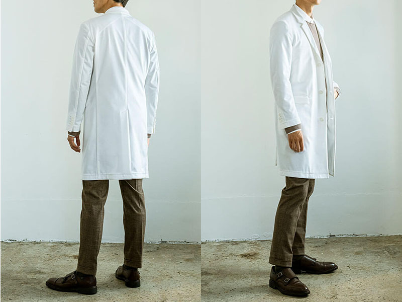 細身でかっこいいクラシコの男性医師向けの白衣(ドクターコート)