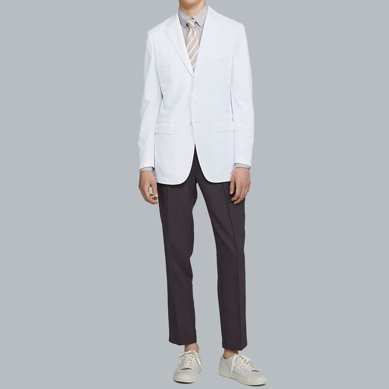 スリムなシルエットがカッコよく見える、おしゃれなジャケット白衣(メンズ):テーラードジャケット・クールテック