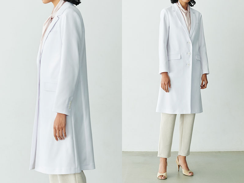 コットン100%で耐久性がある上質な女性用白衣:ハイツイストコットンLABコート