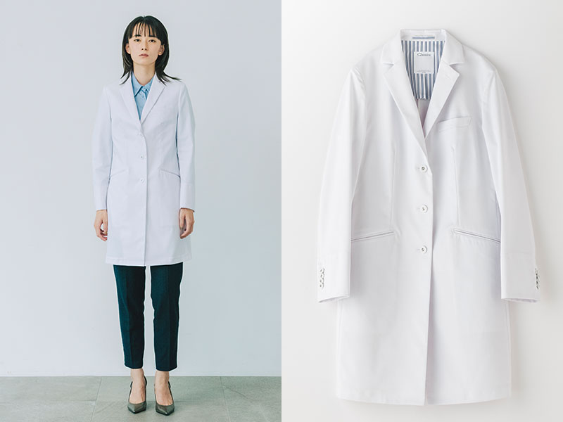 実験用におすすめの人気のレディース白衣:レディース白衣:ヌードフィットドクターコート