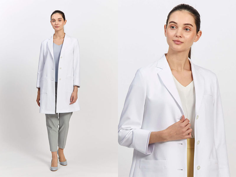 人気ブランドとコラボしたかわいらしい長袖女性ドクターコート:ジェラート ピケ&クラシコ 白衣:テーラードレイヤースリーブコート