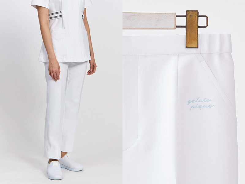 保育園ナースにおすすめの透けない白のズボン:ジェラート ピケ&クラシコ 白衣:ナースストレートパンツ