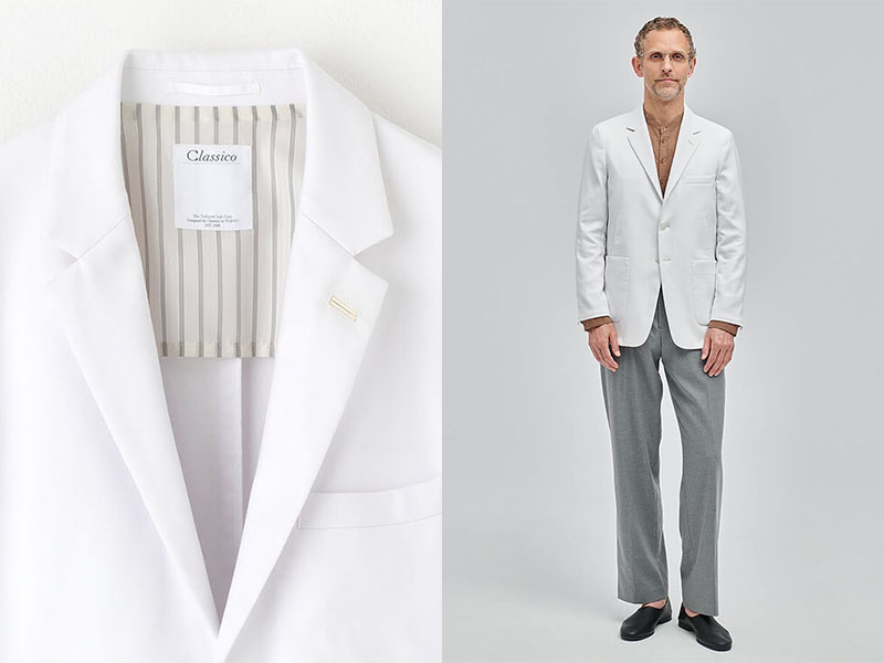 丈の汚れを予防できる男性用白衣:スーピマコットン100ジャケット