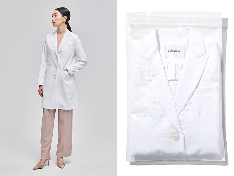 医療事務のユニフォームにおすすめリーズナブルなレディース白衣:PACKテーラードコート