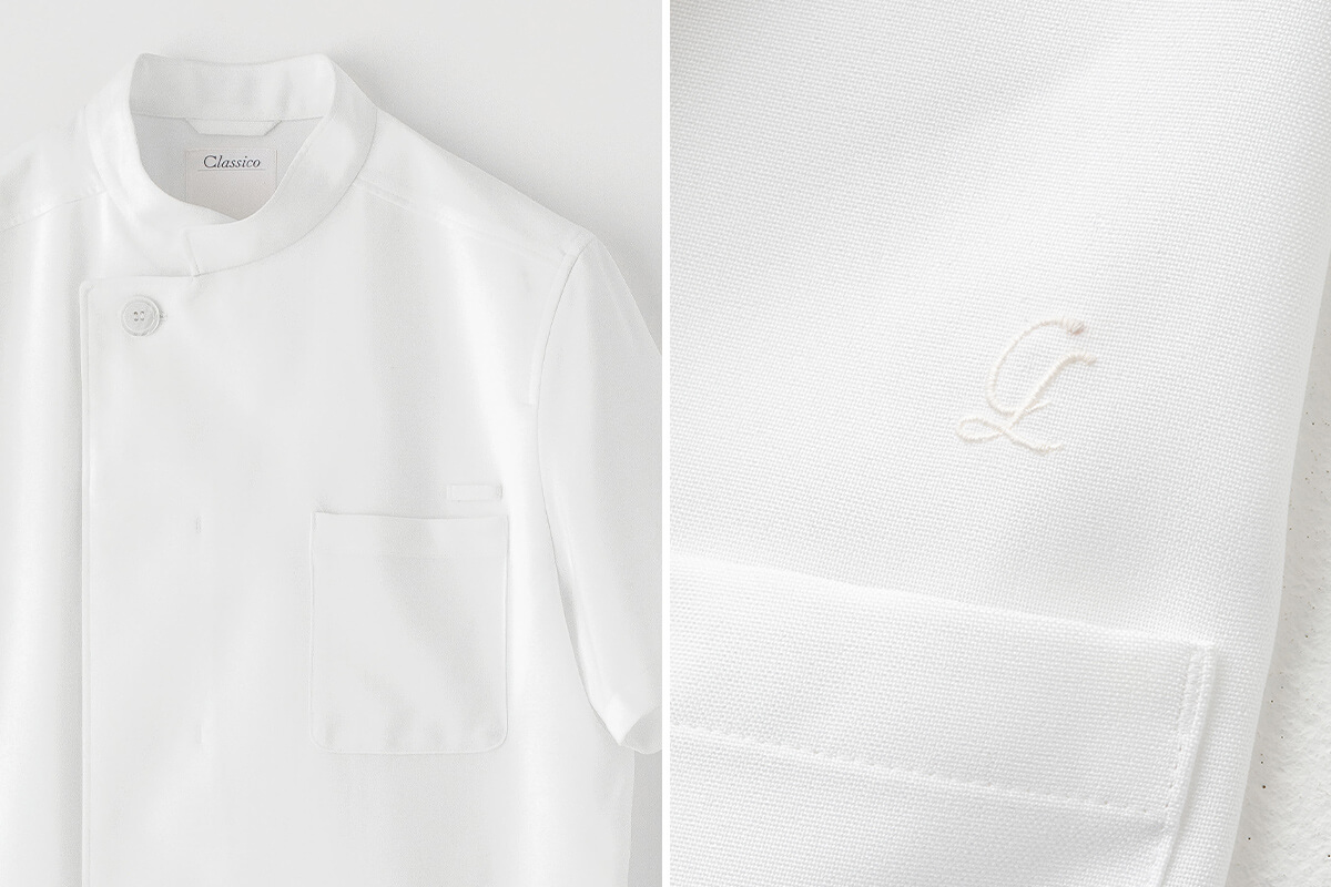 クラシコのケーシー白衣のユーザーレビュー(デザイン、肌触り、通気性などについて)