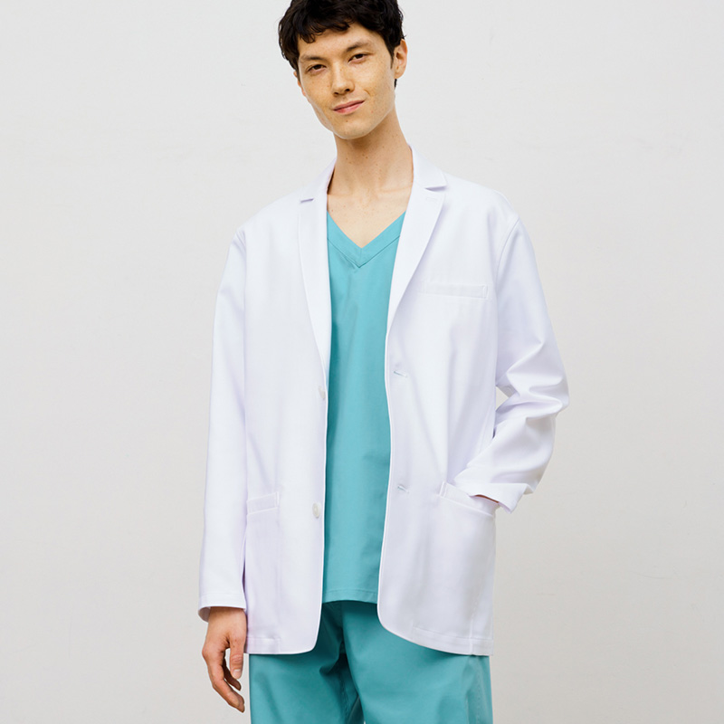 歯科医師に人気のかっこいい白衣:Ron Herman ジャケット(男女兼用白衣・刺繍色 ゴールド、ネイビー)