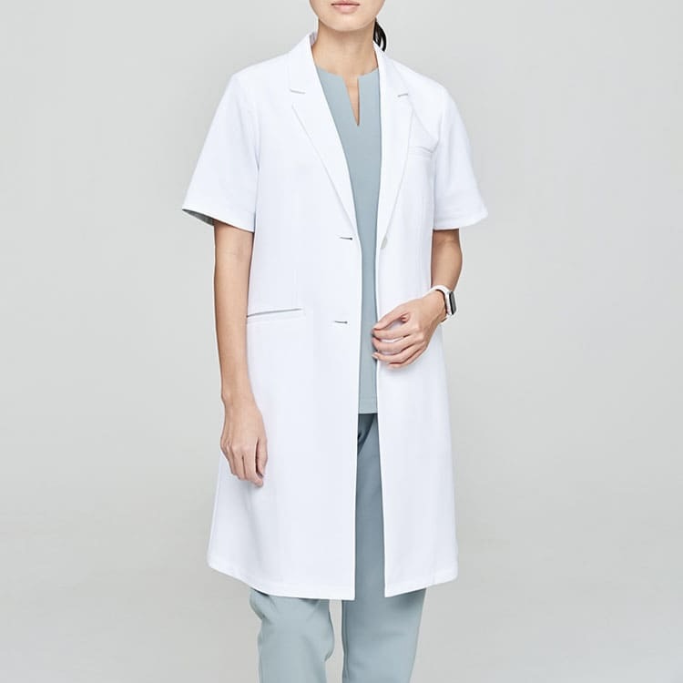 レディース白衣:ハーフスリーブコート・クールテックプルーフ