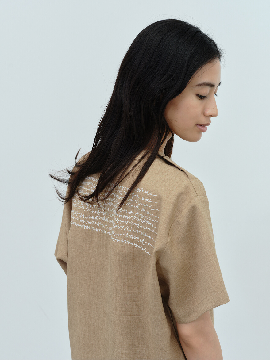 Unisex:HERALBONY Scrub Tops / Beige