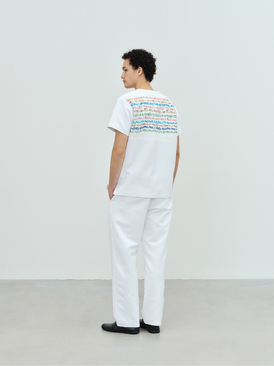 Unisex:HERALBONY Scrub Tops / White