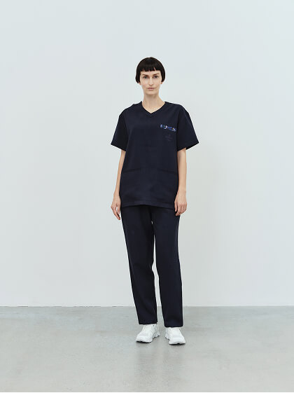 Unisex:HERALBONY Scrub Tops / Deep Navy