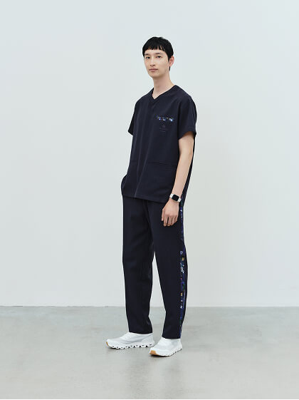 Unisex:HERALBONY Scrub Tops / Deep Navy