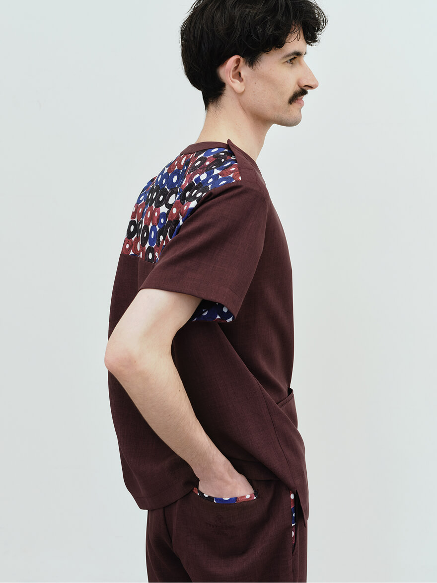 Unisex:HERALBONY Scrub Tops / Bordeaux