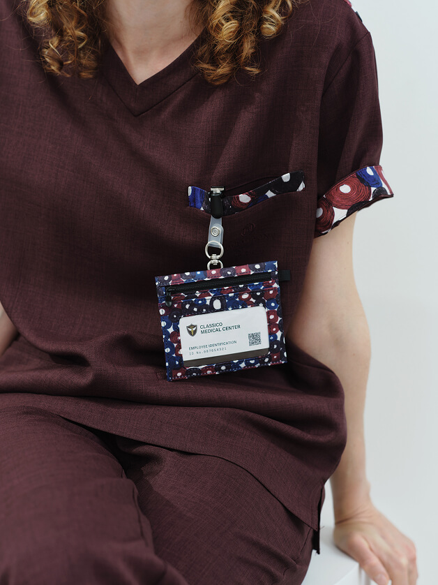 Unisex:HERALBONY Scrub Tops / Bordeaux
